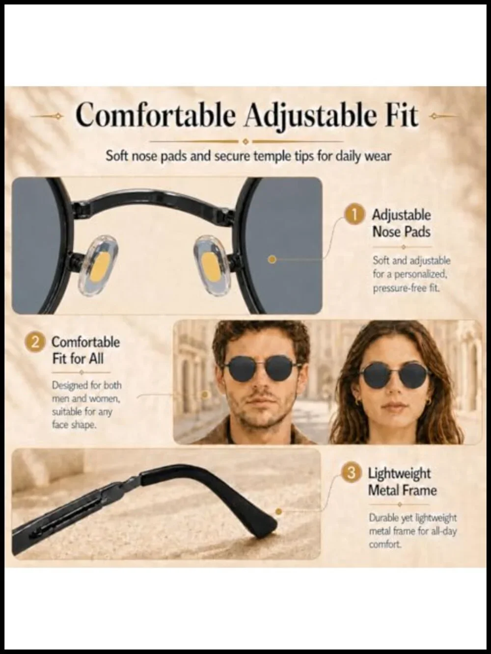 Round Polarized Sunglasses UV400 Retro Steampunk Metal Frame 48mm Circle Shades